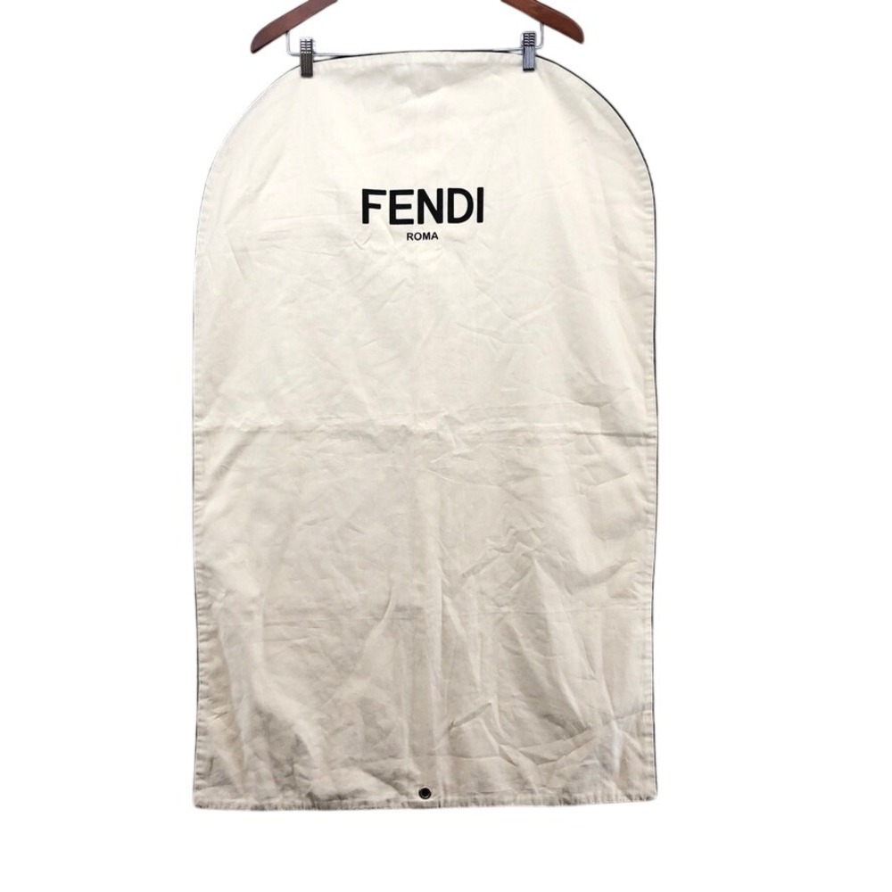 Fendi Garment Bag Cream 40x25 Canvas Roma Logo Zippered Suit Cover Luxury Travel